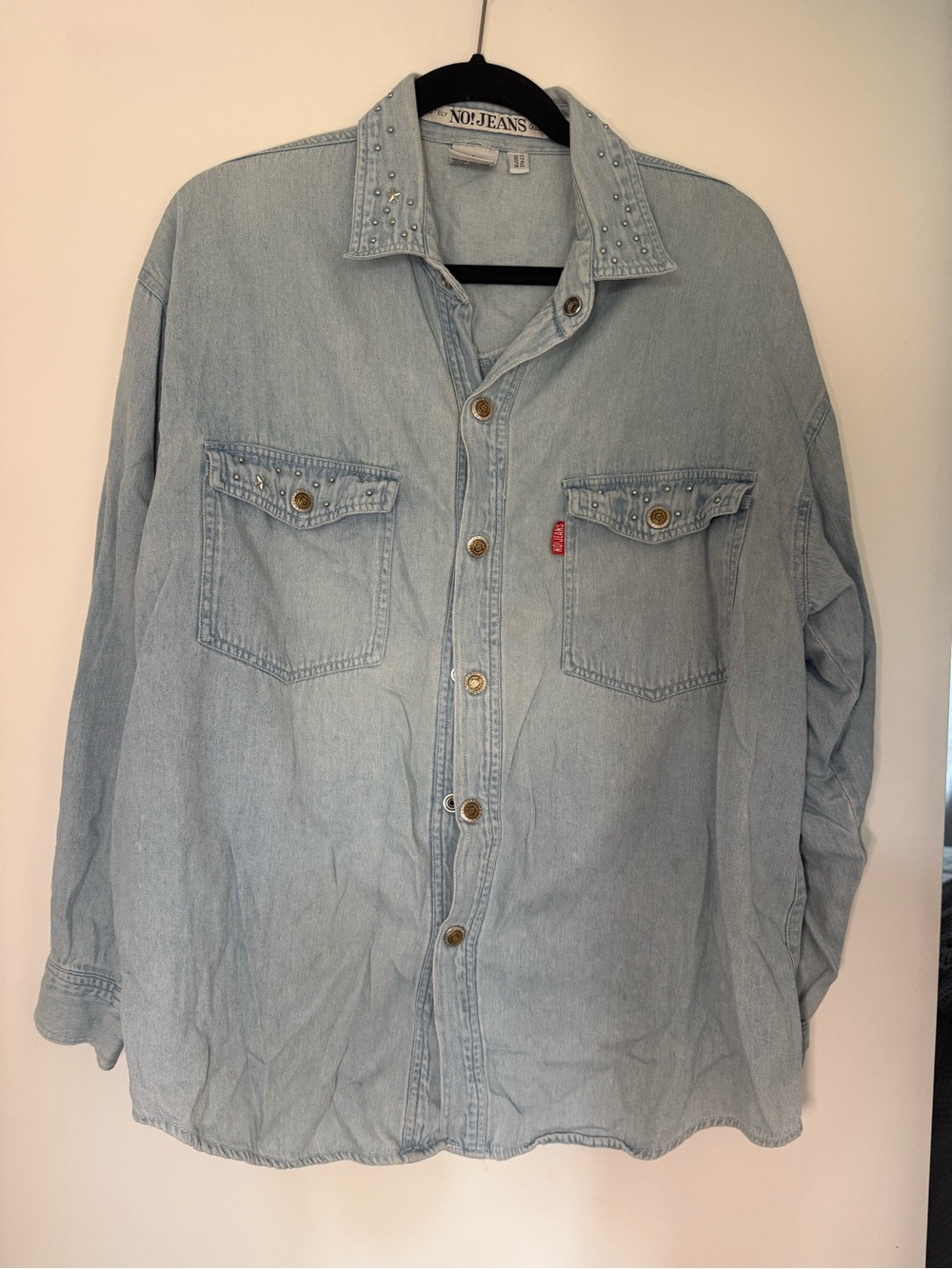 Light Wash Denim Shirt with studs